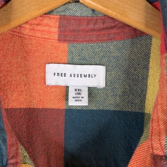 100% cotton, multi color plaid flannel button down shirt boho cabincore - Picture 5 of 11